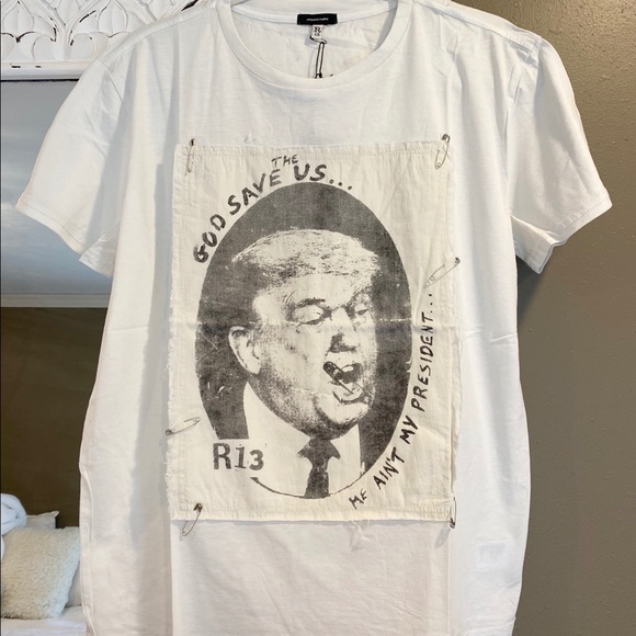 R13 God Save the US Trump Safety Pin Tee RARE HTF - Picture 3 of 11